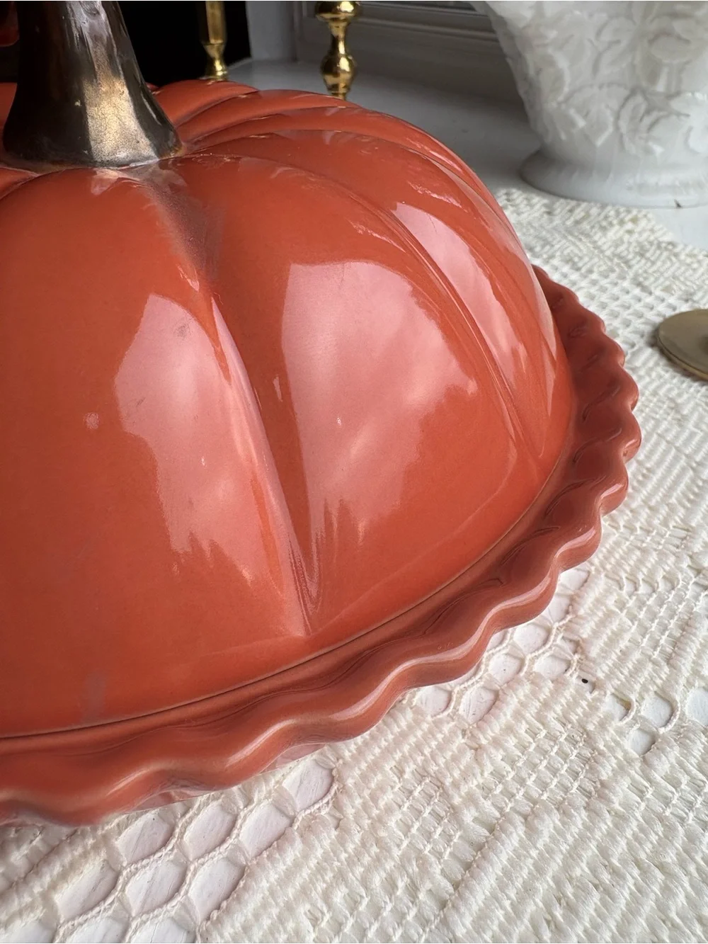 Ceramic Pumpkin Covered Pie Dish